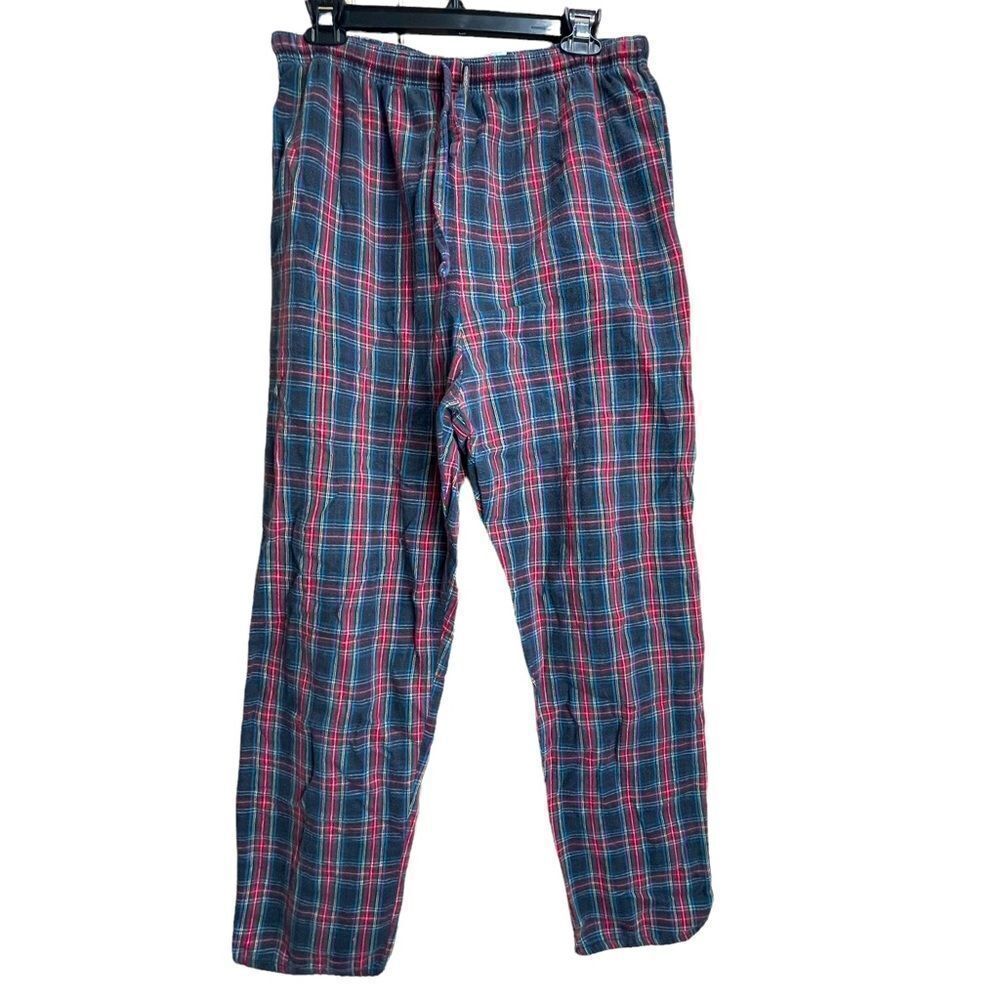 BOTTOMS O.U.T Black Red Blue Yellow Plaid Pockets 100% Cotton Pajamas Pants M